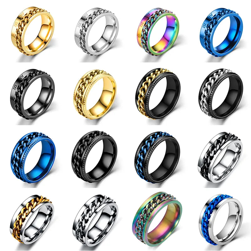 Titanium Steel Rotatable Chain Couple Ring