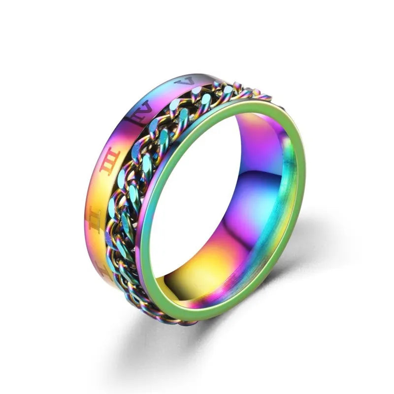 Titanium Steel Rotatable Chain Couple Ring