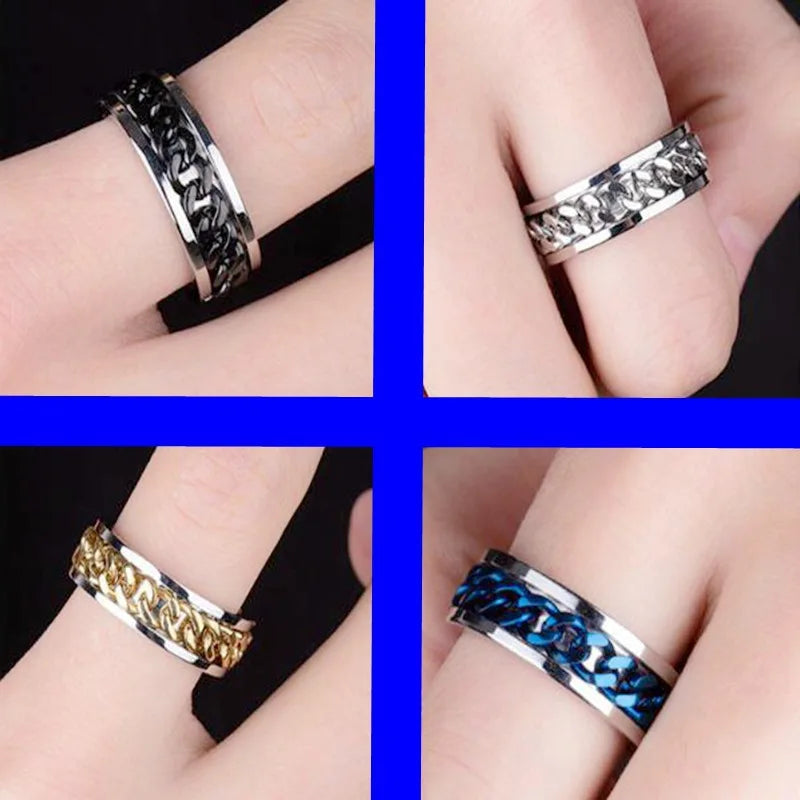 Titanium Steel Rotatable Chain Couple Ring