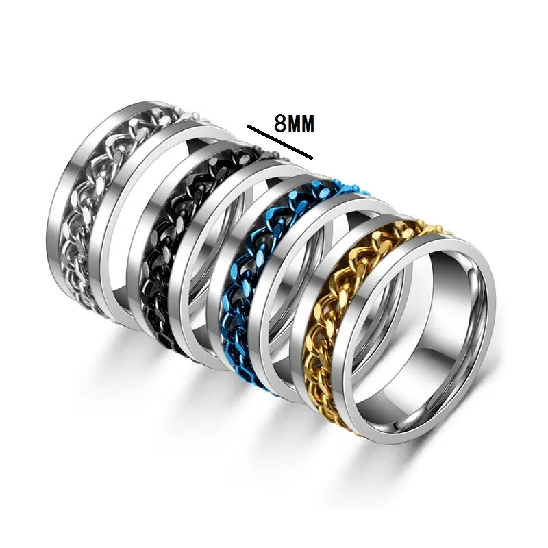 Titanium Steel Rotatable Chain Couple Ring